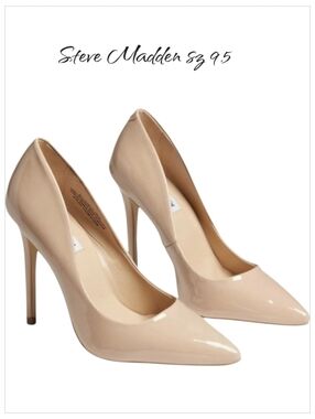Steve Madden Klory Nude Patent Pointed Toe Stiletto Pump Heels Size 9.5